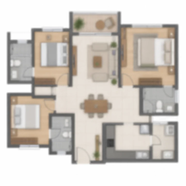 Vaswani Bagalur indicative apartment layout D, blurred artist's impression Vaswani Bagalur indicative apartment layout D, blurred artist's impression